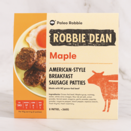 Maple American-style beef sausage breakfast patties